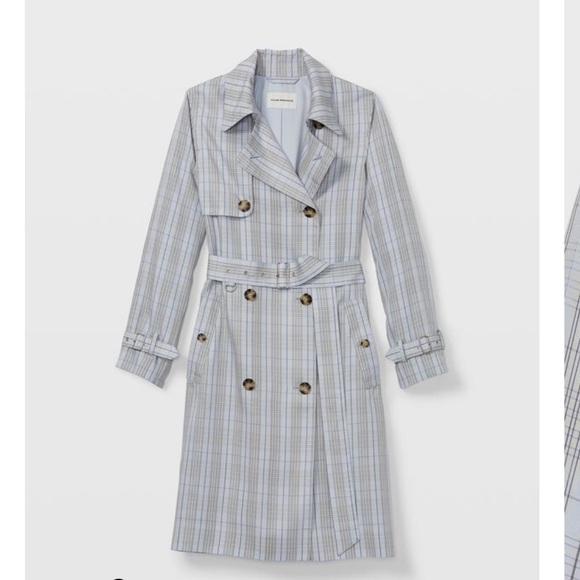 Club Monaco Plaid Everywhere Trench Coat - Picture 3 of 7